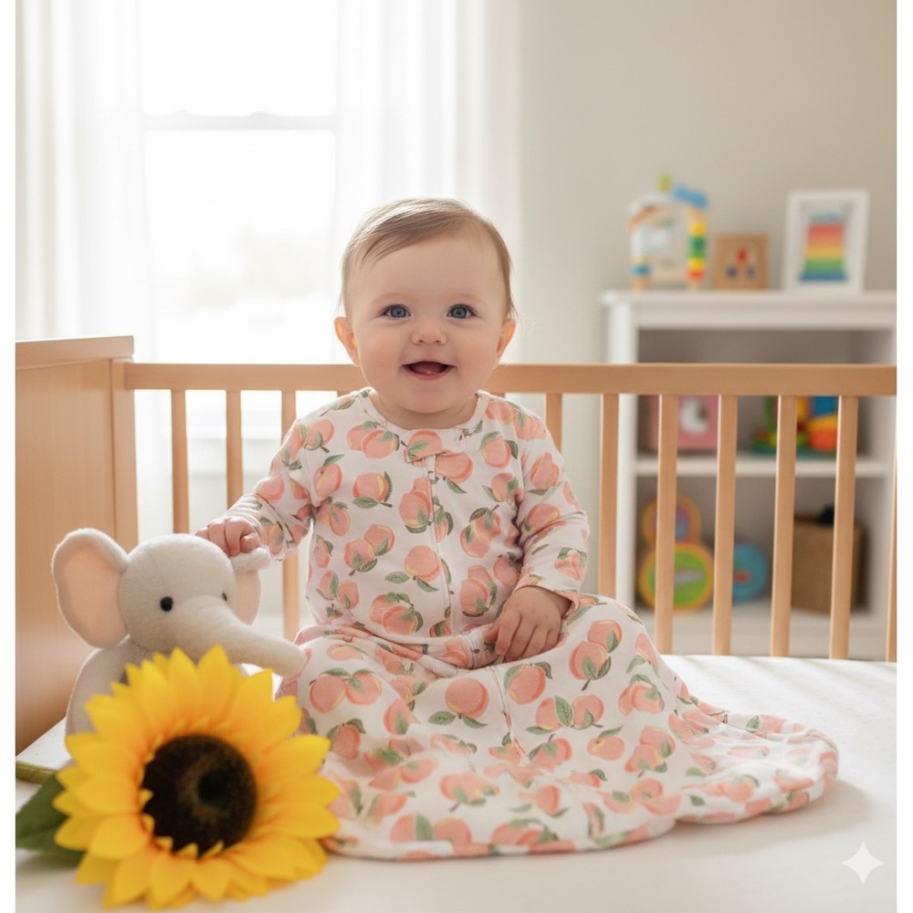 NWT Hudson Baby Long Sleeve Sleeping Bag - Peach Print - 12-18 Months